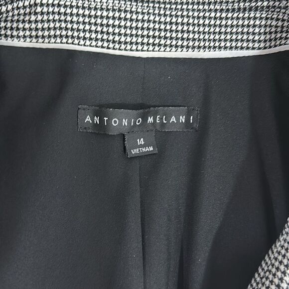Antonio Melani Houndstooth Black And White Single Button Closure Blazer Size 14 - Picture 6 of 10